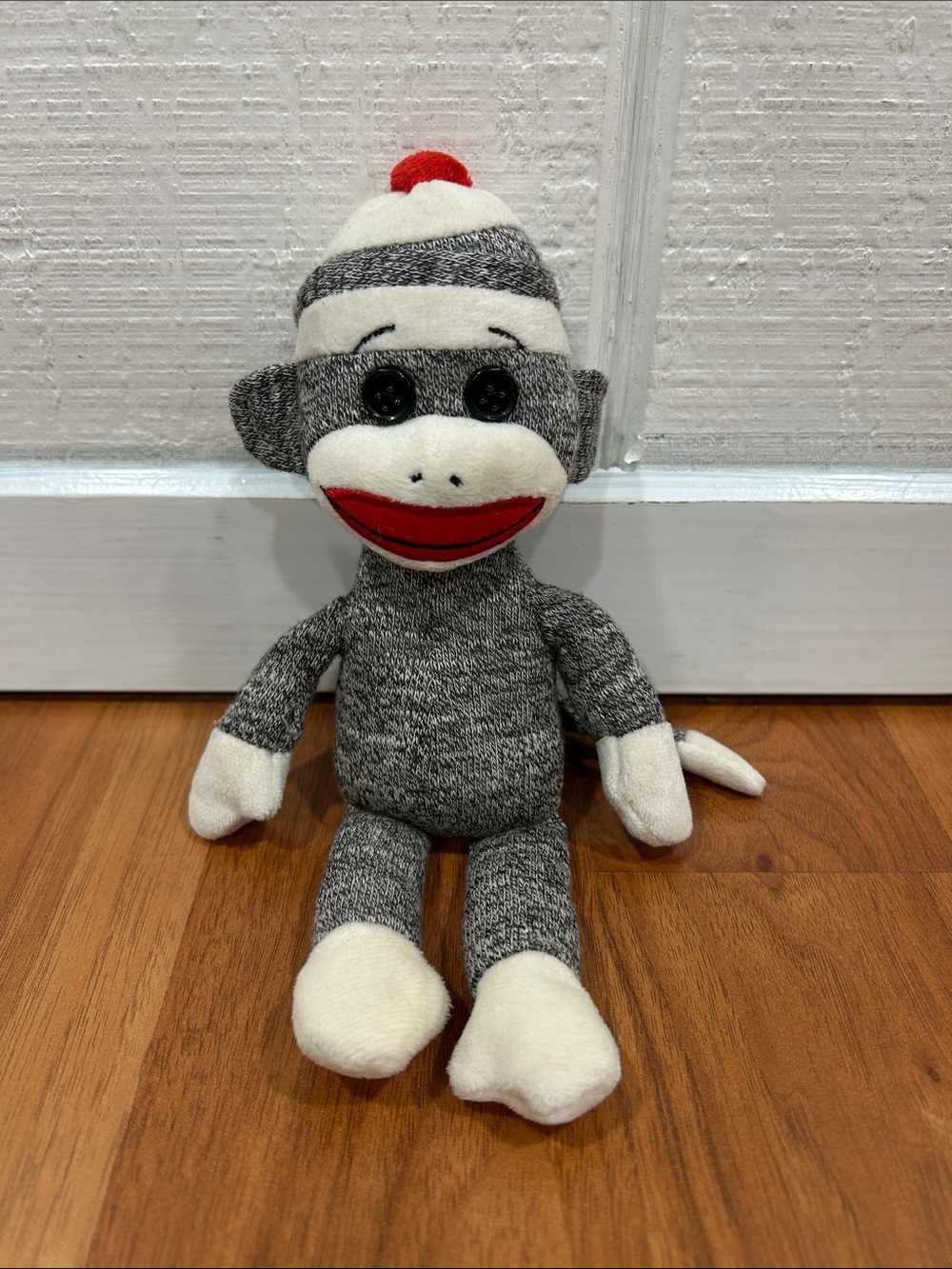 Ty Beanie Babies "Socks" the Sock Monkey 9” Plush Stuffed Animal Grey Knit